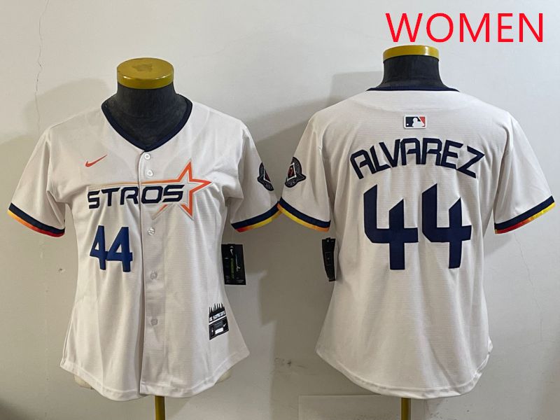 Women Houston Astros #44 Alvarez Cream Three generations Joint Name 2025 Nike MLB Jersey style 3